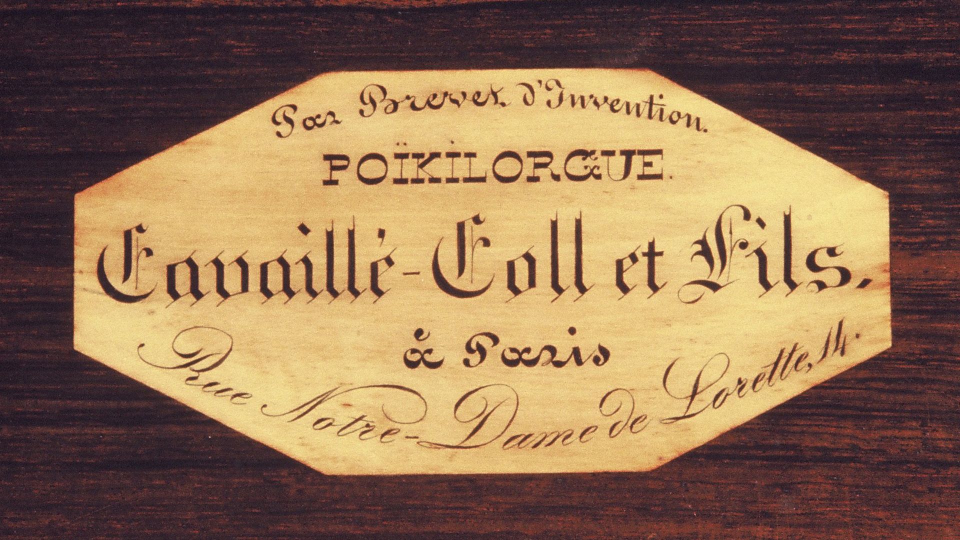 Cartouche du « Poïkilorgue », ca. 1835 (Association Aristide Cavaillé-Coll)